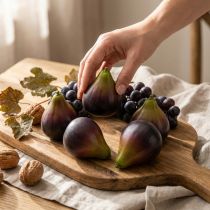 Article Set de 6 figues décoratives 8 cm en plastique – Couleurs naturelles pour décoration intérieure