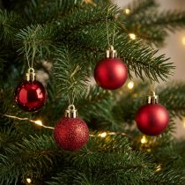 Article Boules de Noël rouges en plastique Ø3cm - Lot de 14