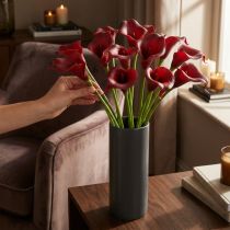 Article Bouquet de callas artificiels rouges avec bord noir 57 cm – Lot de 12