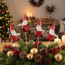 Article Lot de 4 Figurines Gnomes de Noël sur Pique – Décoration Festive 7 cm