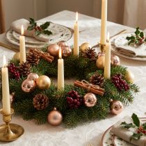 Article Boules de Noël en Verre Rosé et Or sur Fil – Ø 4 cm – Lot de 32