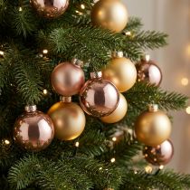 Article Boules de Noël en Verre Ø6 cm Doré et Rosé – Lot de 24