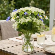 Article Faux bouquet de fleurs de fenouil en blanc et vert, 49 cm, lot de 9 tiges