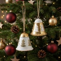 Article Décoration de Noël Vintage – Lot de 2 Clochettes Or et Blanc
