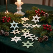 Article Étoiles en Bois Décoratives Vertes et Blanches pour Noël - 4 cm - Lot de 72