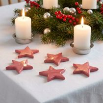 Article Étoiles en Bois Décoratives Rose Brillant Ø5cm - Lot de 8