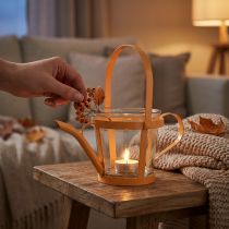 Article Déco arrosoir en métal orange avec insert en verre Ø14 cm H13 cm