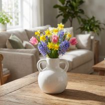 Article Petite vase décorative en céramique blanche avec 2 anses Ø7cm H11,5cm