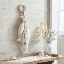 Article Ensemble de 3 poissons décoratifs en bois de manguier à suspendre, style Shabby Chic