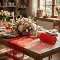 Article Rouleau de Voile Décoratif 8 cm x 25 m Rouge Clair