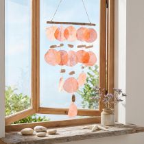 Article Suspension Décorative Maritime en Bois et Coquillages Orange 28x66cm