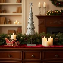 Article Sapin décoratif en métal sur socle avec étoile 74 cm