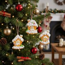 Article Décoration suspendue maison pain d'épices Noël H9cm - Lot de 3