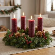 Article Lot de 4 bougies chandelier bordeaux en cire teintée 34 mm x 240 mm