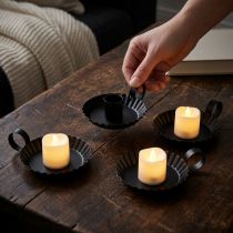 Article Set de 4 bougeoirs noirs en métal pour bougies fines Ø9,5cm