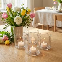 Article Set de 6 photophores en verre transparent Ø9,5cm H9cm