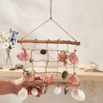 Article Suspension décorative filet marin avec coquillages - 50 x 32 cm