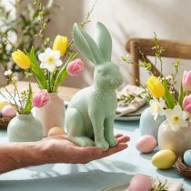 Article Décoration lapin assis vert pastel effet craquelé doré 23,5 cm