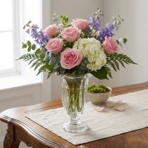 Article Vase décoratif en verre transparent avec pied – Ø13,5 cm, H22 cm