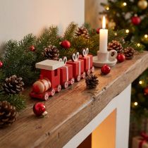 Article Petit train en bois rouge et blanc avec figurines cadeaux, 18x4,5 cm, 2 pièces