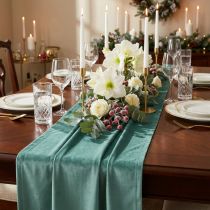 Article Tissu Chemin de Table en Velours Vert Turquoise 28×270 cm
