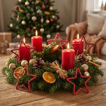 Article Étoiles en Jute Rouge pour Décoration de Noël et Couronnes - 15 cm, Lot de 8