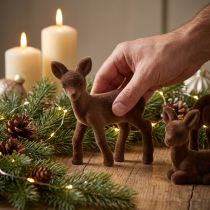 Article Figurines décoratives faon floqué marron 10,5 cm - Lot de 6