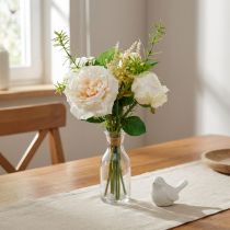 Article Bouquet de Roses Artificielles Crème avec Fleurs et Feuillage Déco 35 cm