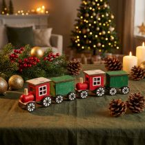 Article Train de Noël décoratif en bois - Lot de 4 locomotives H7,5 cm
