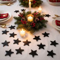 Article Étoiles décoratives en bois noir Ø4 cm - Lot de 72 pièces