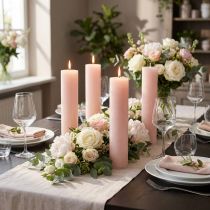 Article Bougies longues teintées en rose clair 50 x 300 mm - Lot de 4