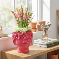 Article Pots décoratifs buste en résine rose 13,5 × 13 × 14 cm