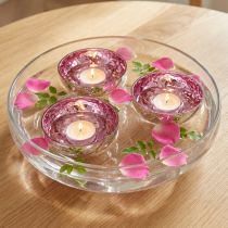 Article Set de 3 Coupelles Flottantes en Verre pour Bougies Ø7cm Argent et Lilas