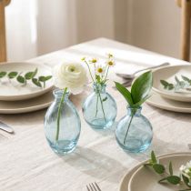 Article Lot de 6 mini-vases arrondis en verre bleu teinté - H12 cm