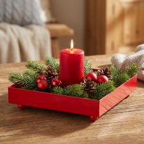 Article Plateau décoratif carré en métal rouge 15×15 cm - Lot de 2