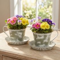Article Coupe décorative en métal blanchi antique Ø9cm H8cm 2pcs