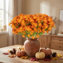 Article Bouquet de Fleurs Artificielles Camomille Orange - Lot de 3 - 27 cm