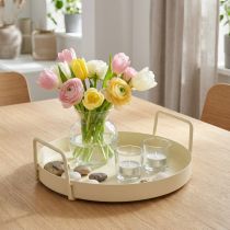 Article Plateau rond en métal avec poignées 22 cm - Décoration et organisation