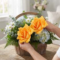 Article Roses en mousse jaunes Ø15 cm avec tige flexible - Lot de 4