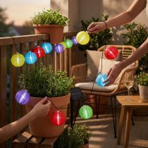 Article Guirlande Solaire LED avec Lampions Colorés 4,5m 10 Ampoules Blanc Froid