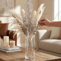 Article Branche décorative rouge et blanche givrée 64 cm en plastique