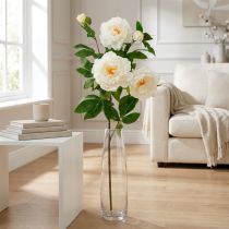 Article Pivoine artificielle en soie crème blanc 135 cm