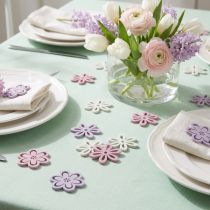 Article Fleurs décoratives en bois – Lot de 48 pièces – 3,5 cm – Rose, Blanc, Lilas