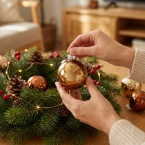Article Boules de Noël miniatures en verre doré et brun Ø3,5 cm - Lot de 22