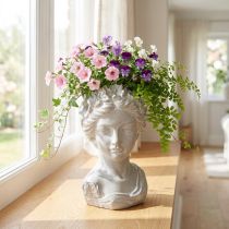 Article Buste de femme en pierre décorative effet antique 15×14×25 cm gris