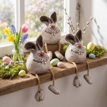 Article Figurines lapins en céramique déco margelle 6,5×7×9,5 cm - Lot de 3