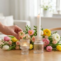 Article Set de 4 bougeoirs en verre double usage pour bougies fines et chauffe-plats Ø5cm H8cm