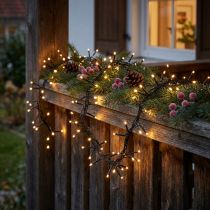 Article Lumineuse guirlande LED noire – 288 LED, 2,4 m, lumière blanc chaud