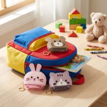 Article Porte-monnaie enfant avec porte-clés – Motifs animaux assortis – Lot de 4
