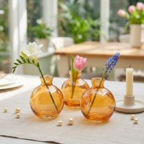 Article Mini vases boule en verre teinté orange Ø7,5cm H9cm lot de 6